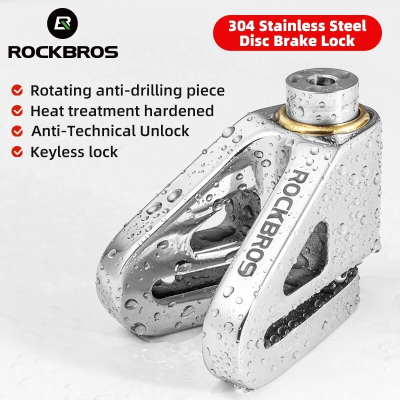 ROCKBROS Disc Brake Lock Bike Motorcycle Scooter Vehicle Waterproof Safe Security Anti-theft Wheel Brake Lock Stainless Steel