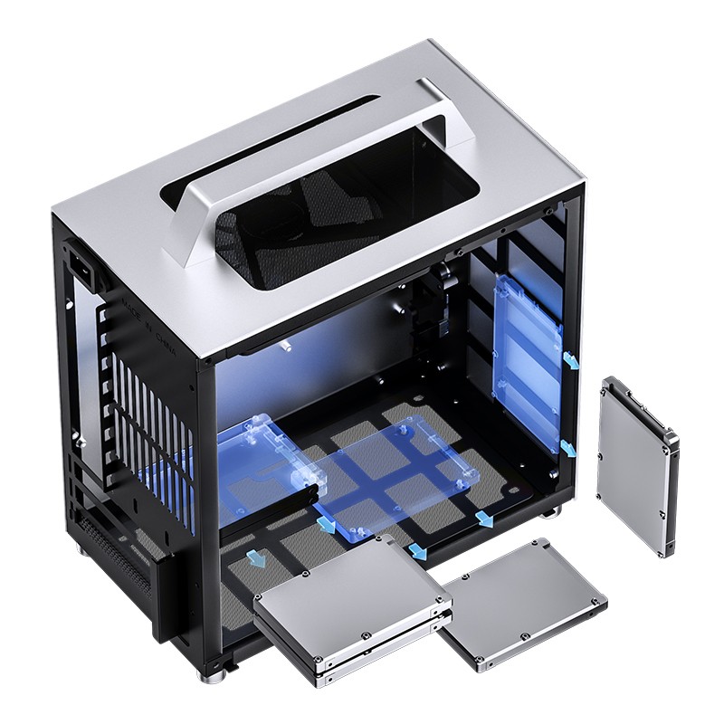 Jonsbo Vỏ T8 PLUS Vỏ Máy Tính Xách Tay Mini ITX Khung Gầm Trong Suốt Bo Mạch Chủ ITX Nguồn ATX Bằng Nhôm Với Quạt ARGB 14CM
