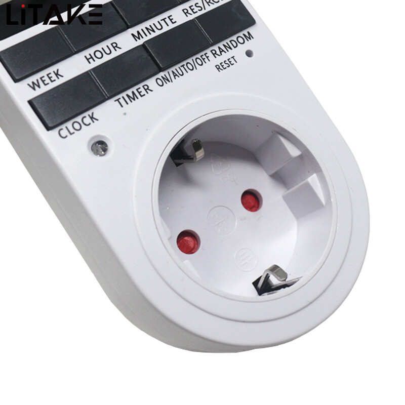 LITAKE Electronic Digital Timer Switch EU US BR Plug Kitchen Timer Outlet 230V Programmable Timing Socket