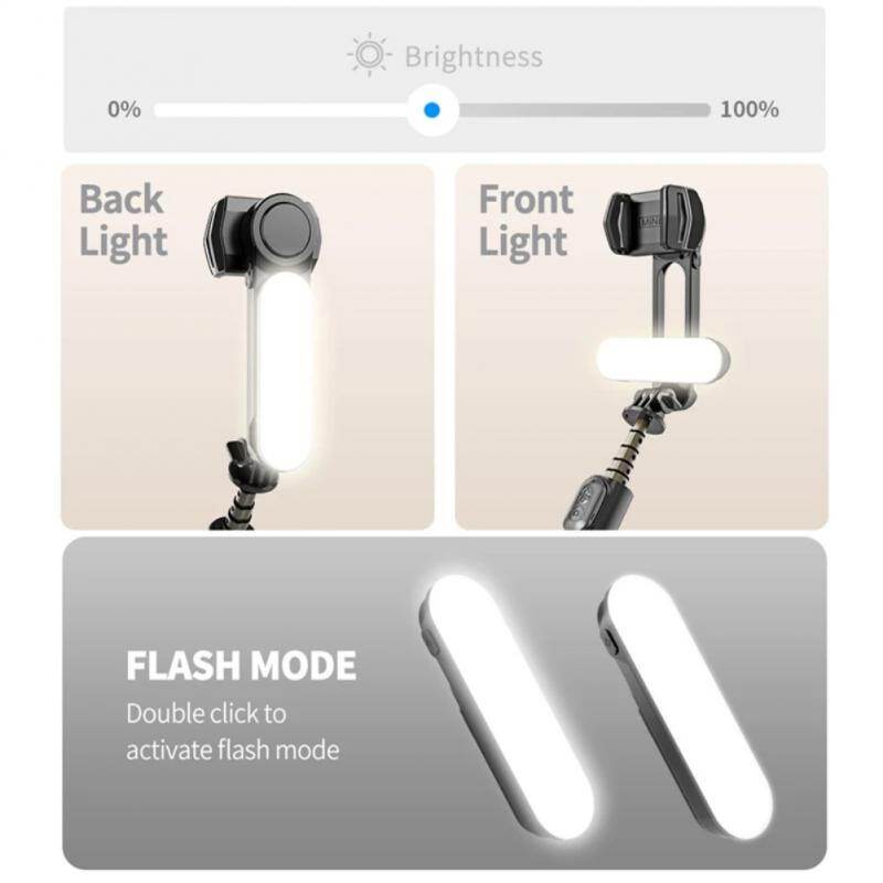 Zeallion Bộ Ổn Định Mini Gimbal Cầm Tay Bluetooth Không Dây Giá Đỡ Ba Chân Gậy Selfie Với Đầu Chân Máy Đèn Chiếu Sáng Phụ Có Thể Tháo Rời Phụ Kiện