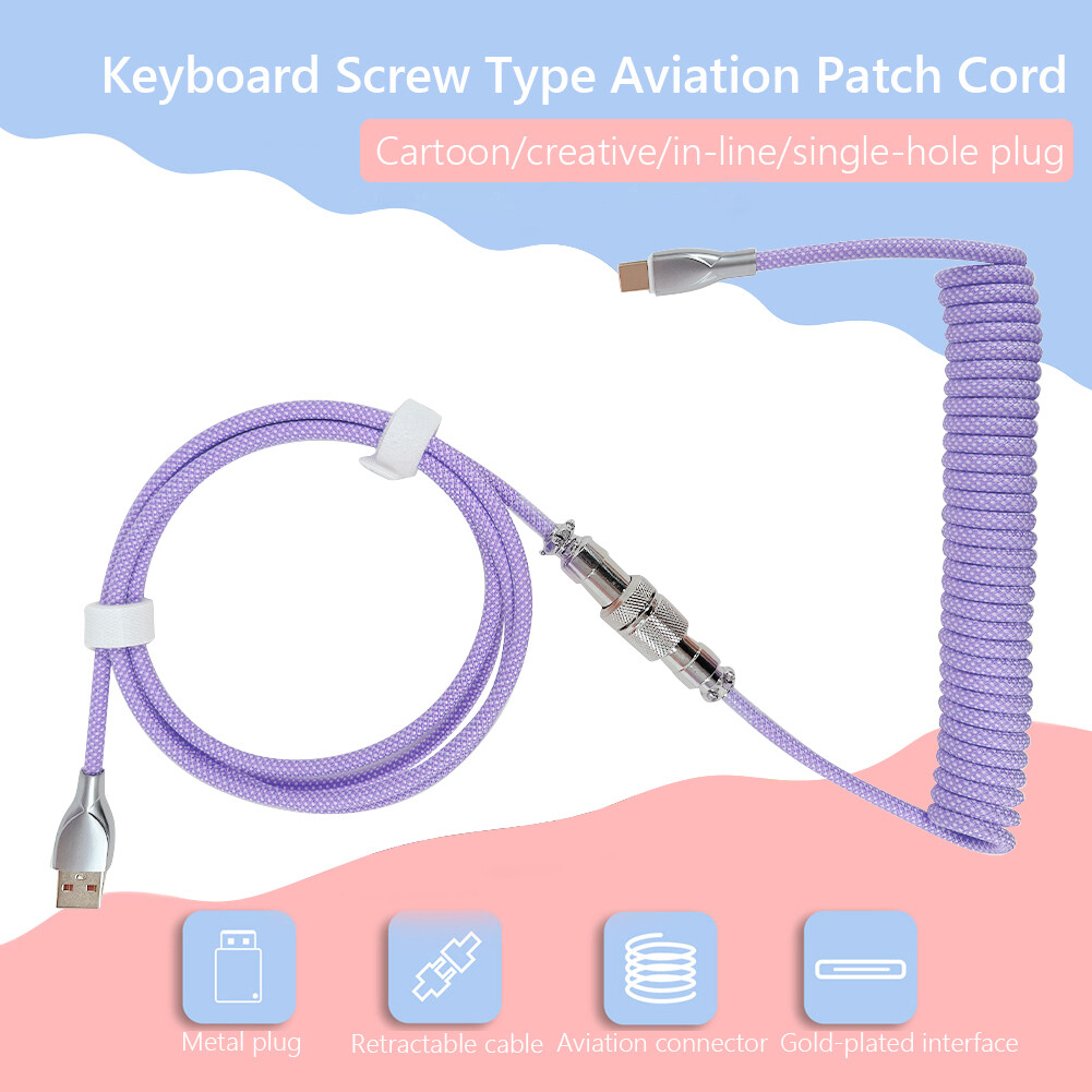 Type C USB Cable Keyboard Aviator for Mechanical Keyboard Aviation Connector Spiral Paracord
