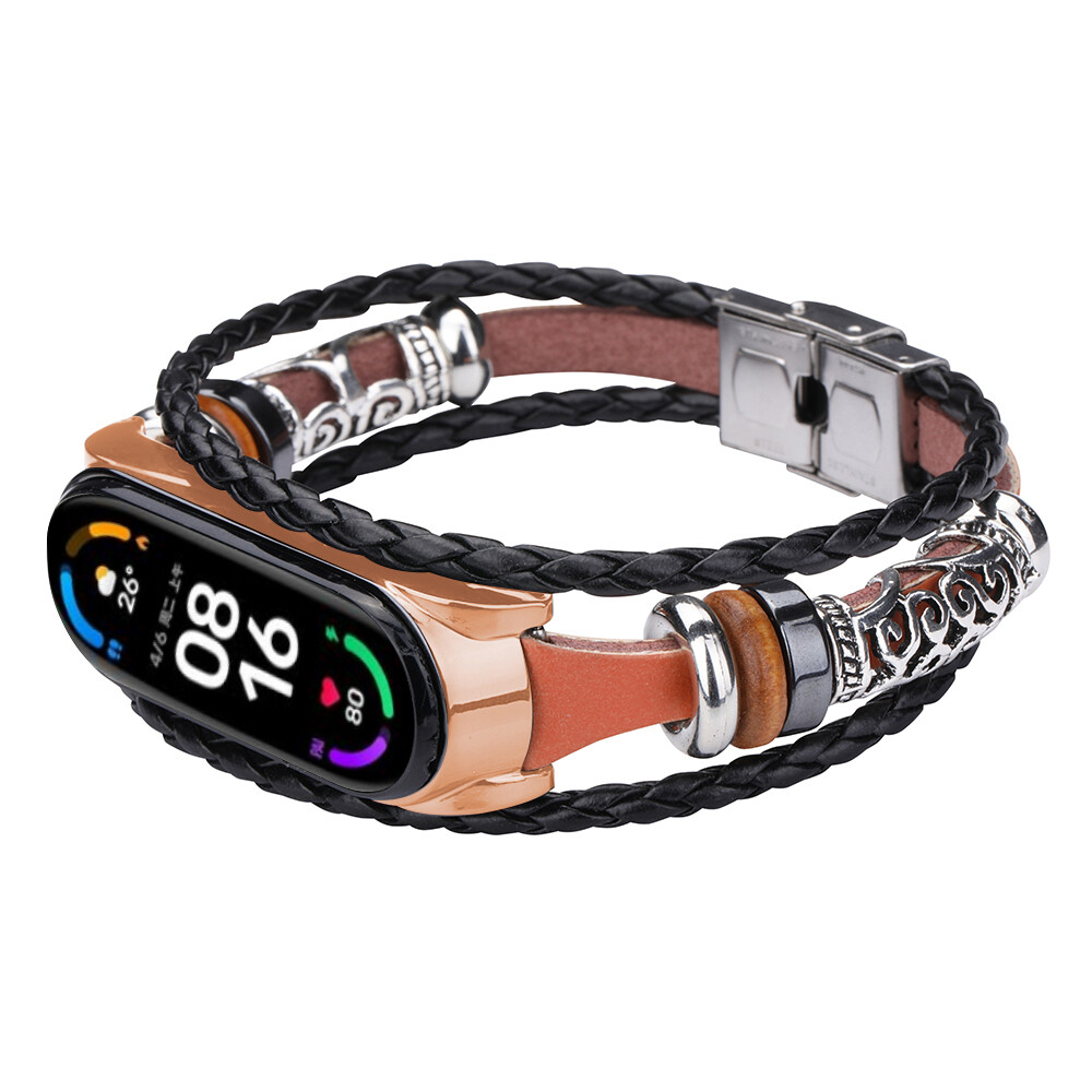 Fashion Leather Strap For Xiaomi mi Band 6 5 4 3 Bracelets Ethnic Style Retro Watch Band On miband 3 4 5 6 ремешок correa pulseira