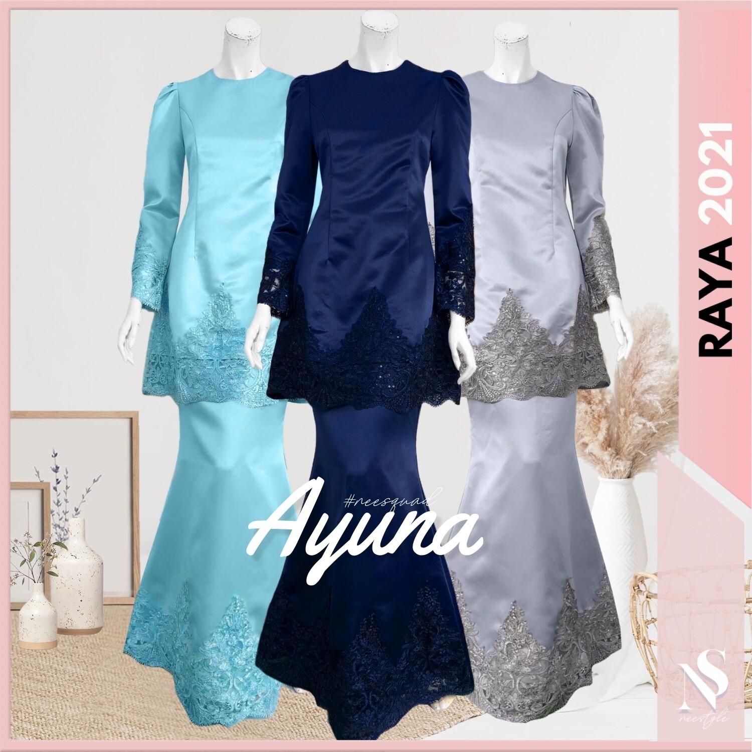 Baju Kurung Moden Lace Duchess Satin 