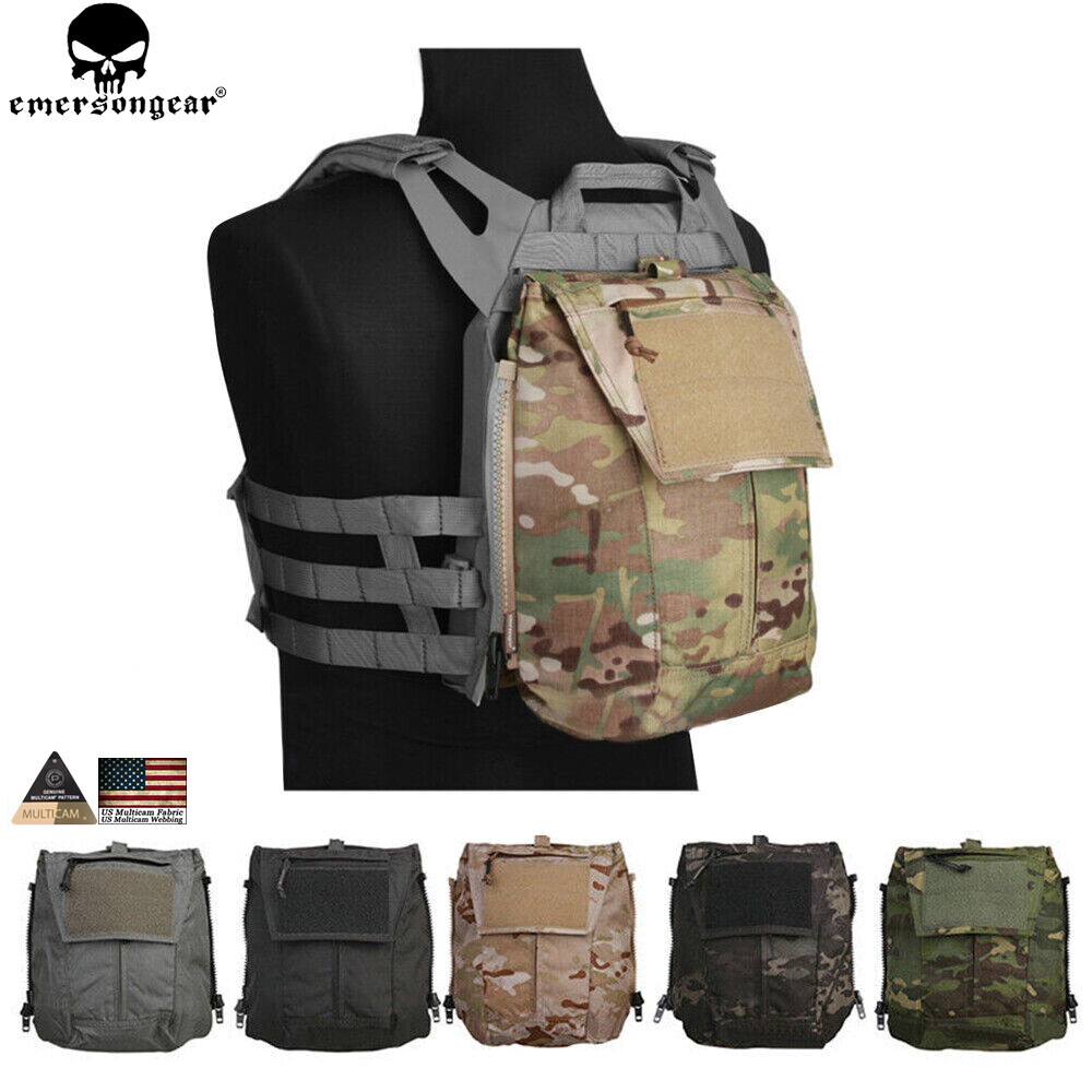 EmersonGear Tactical Vest Panel Back Pocket Zippered Panel Accessory Backpack for AVS JPC2.0 CPC Vest