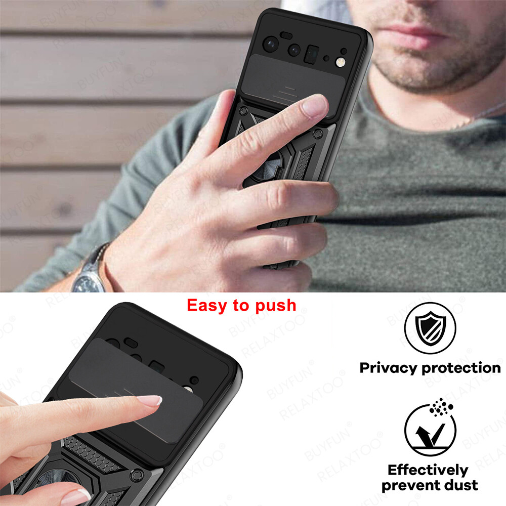 Ốp Bảo Vệ Chống Rơi 360 ° Cho Google Pixel 6 Pro Ốp Cửa Sổ Đẩy Máy Ảnh Cho Google Pixel6 6Pro Vỏ Ốp Có Vòng Đứng Từ Tính