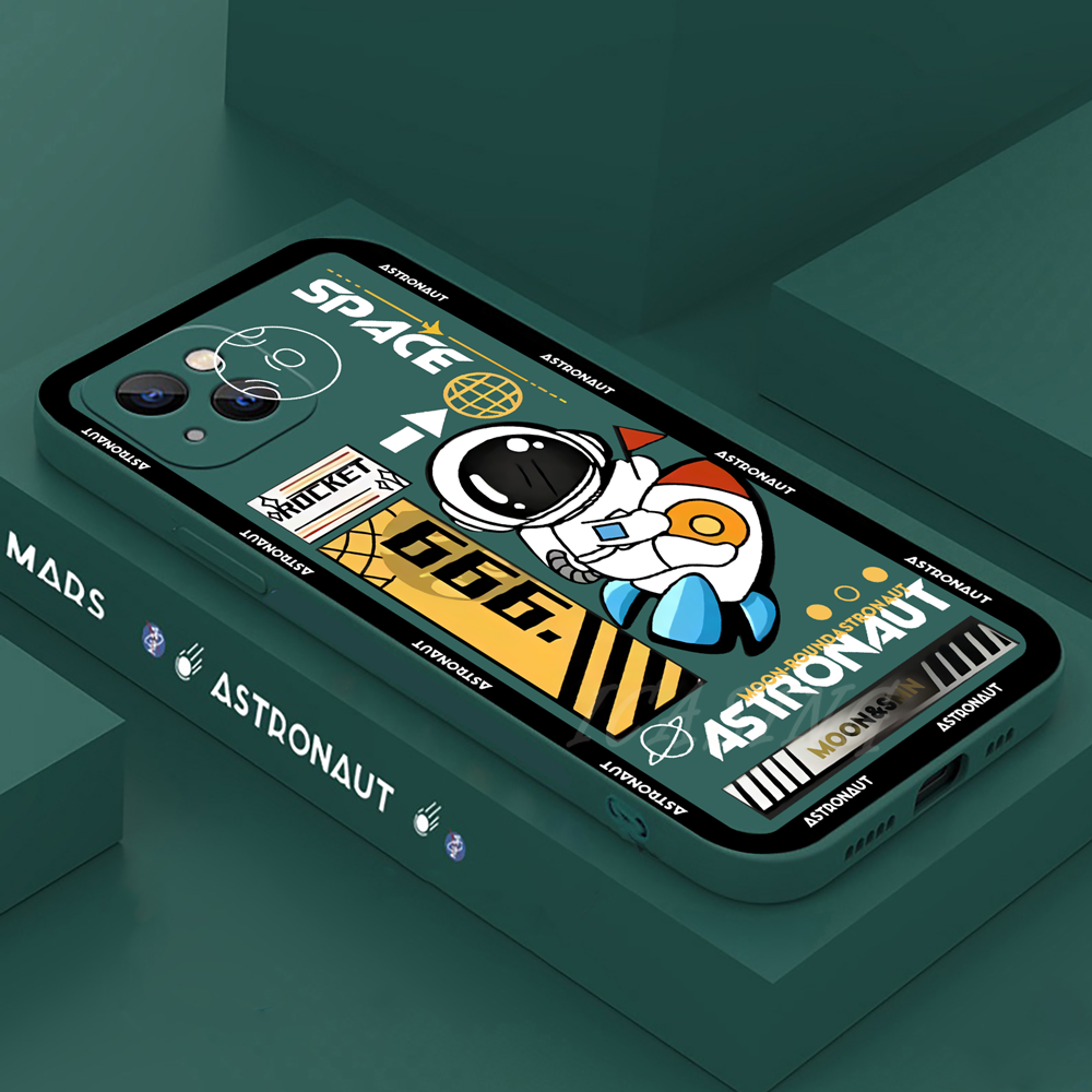 Case Compatible for iPhone 15 Pro Max 15 Plus 14 Pro Max 14 Plus 13 Pro Max iPhone 11 Pro Max 12 Pro Max iPhone XR XS Max iPhone 6 6S 7 8 Plus SE 2020 Fashion Rocket Space Astronaut Soft Square TPU Matte Cover