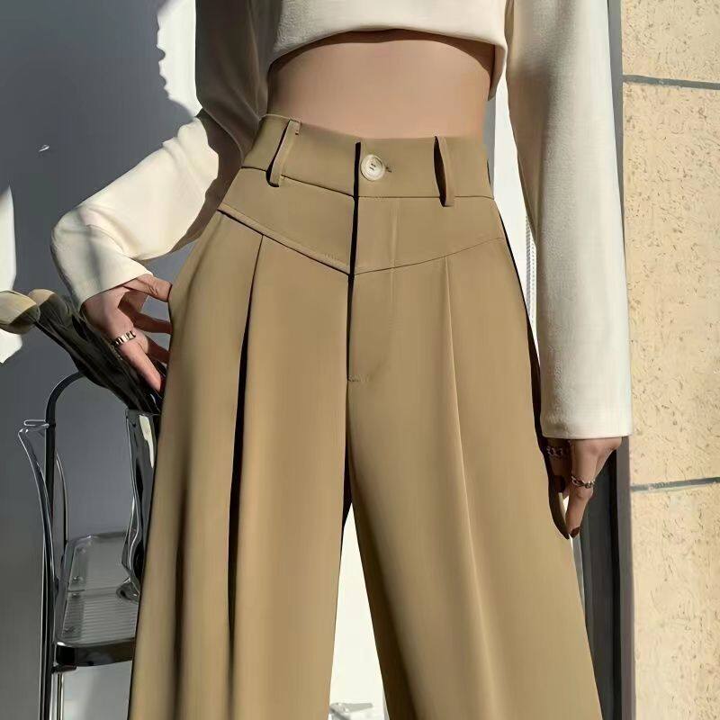 Wide leg Suit pants for women Plus size Korean style High waist casual pants