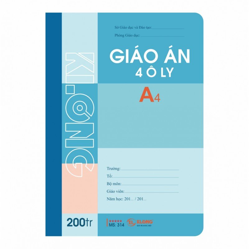 Vở giáo án ô ly - 200 trang khổ a4 klong ms 314