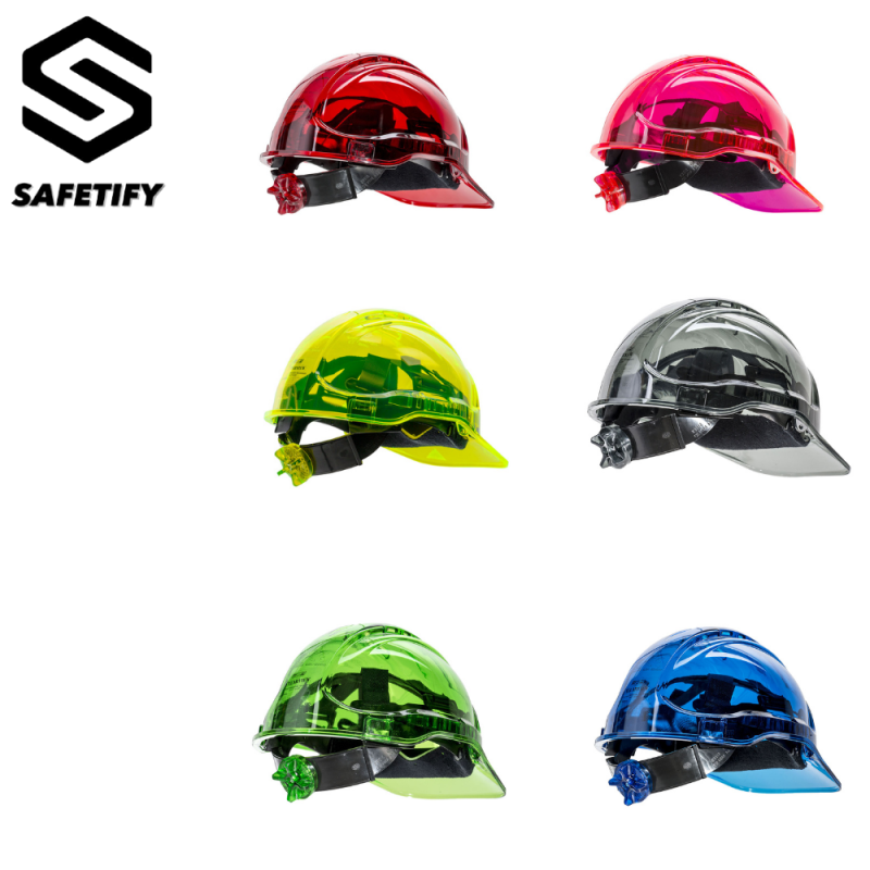 Portwest Safety Helmet CE Certificate Work Hard Hat in Translucent Hi Vis Adjustable PC Work Cap