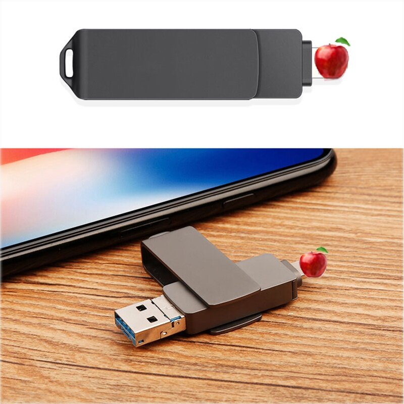 Hp Ổ Đĩa Flash USB 3 Trong 1 Ổ Đĩa Bút Xoay 1TB Cho iPhone/Android/PC Lightning OTG Jump Drive Bộ...