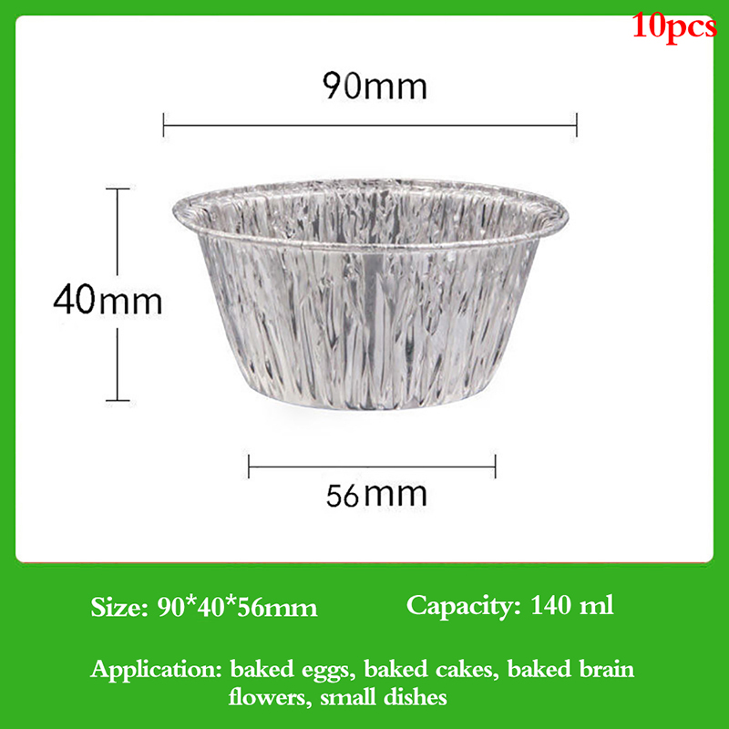 Ministar 10Pcs Aluminum Foil Mold Mini Egg Tart Cases Cake Cups Tin Pie Trays Mold