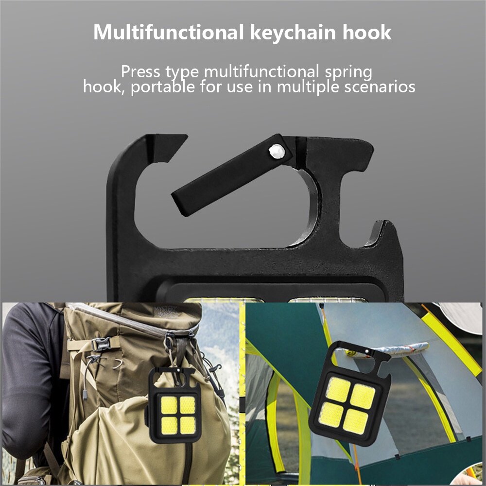 Flashlight Usb Rechargeable Torch Light Keychain Led Working Lamp Highlight Cob Light Outdoor Camping Lighting Light