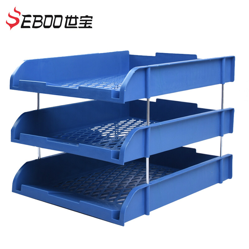 Shibao thick solid file holder threelayer plastic horizontal file