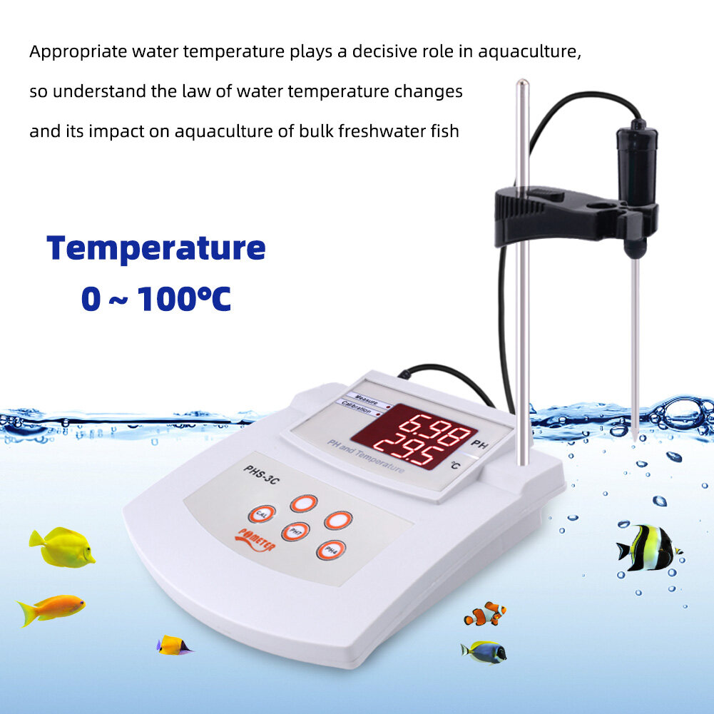 RCYAGO PHS-3C Desktop Acidity Meter PH/Temperature 2 In 1 Digital PH ...