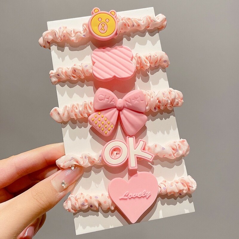 Korean Style Korean Style Colorful Flower Printed Elastic Rubber Hairbands for Girls