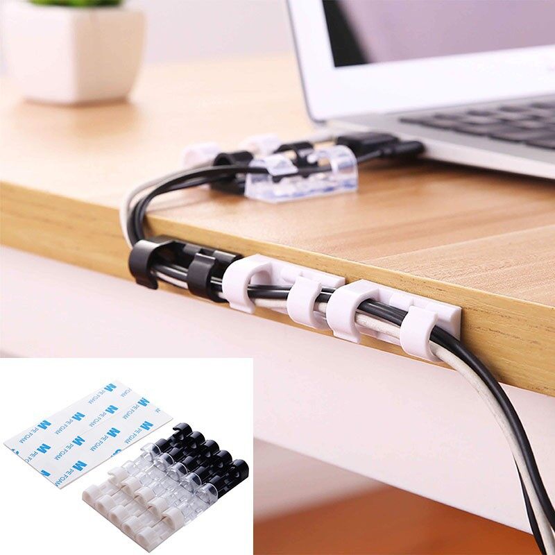 Vỉ 20 nẹp cố định dây điện dán tường có 3 màu trắng, đen , trong suốt