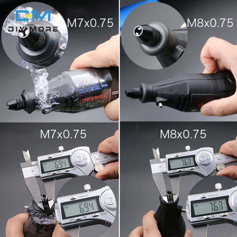 diymore 2 Cái Mâm Cặp Khoan Không Chìa M7/M8 Đa Năng Mini Cho Dụng Cụ Xoay Mâm Cặp Khoan Ba Hàm Thay Đổi Nhanh M8x0, 75