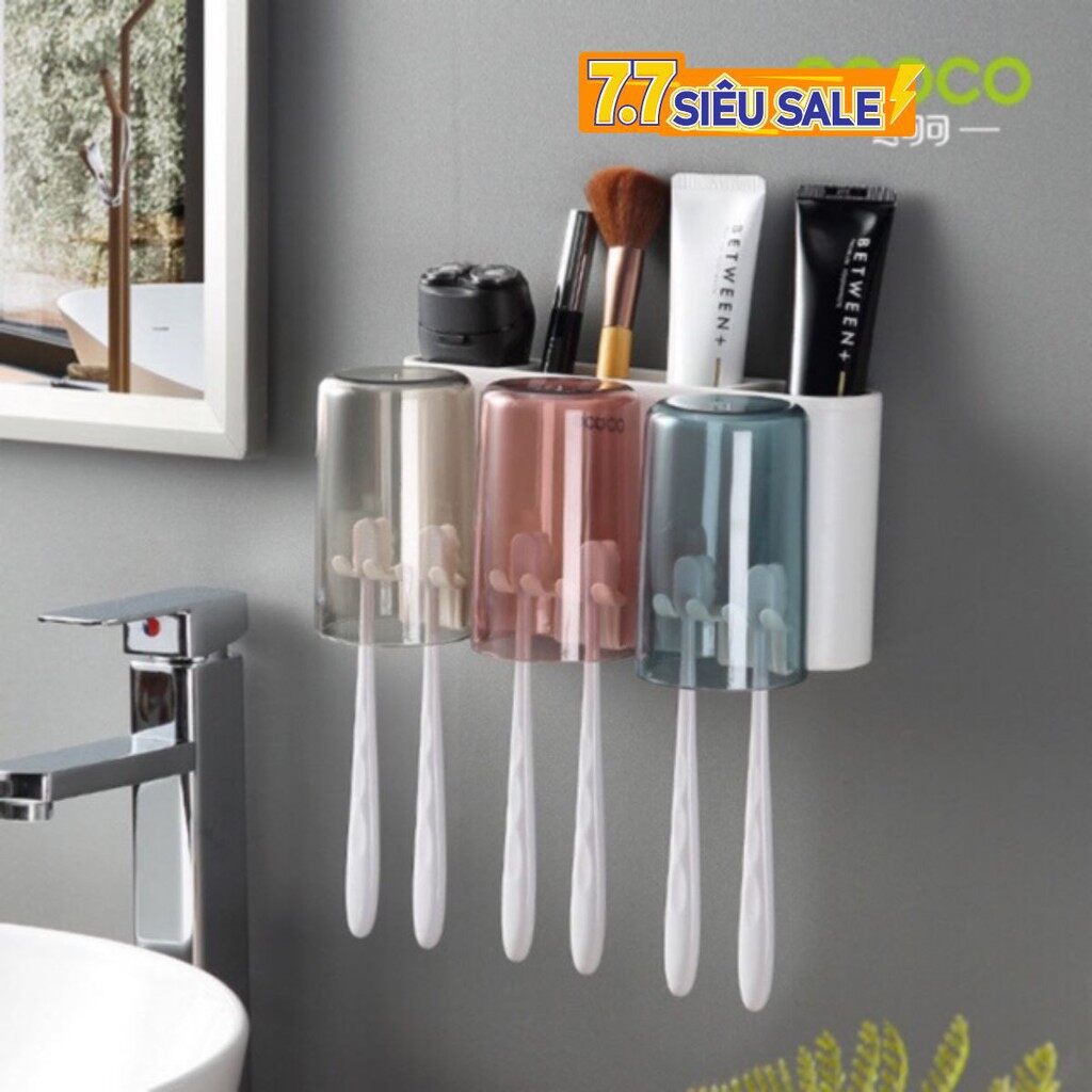 Kệ để kem đánh răng, bàn trải và tặng kèm 3 cốc Ecoco E1925 cao cấp