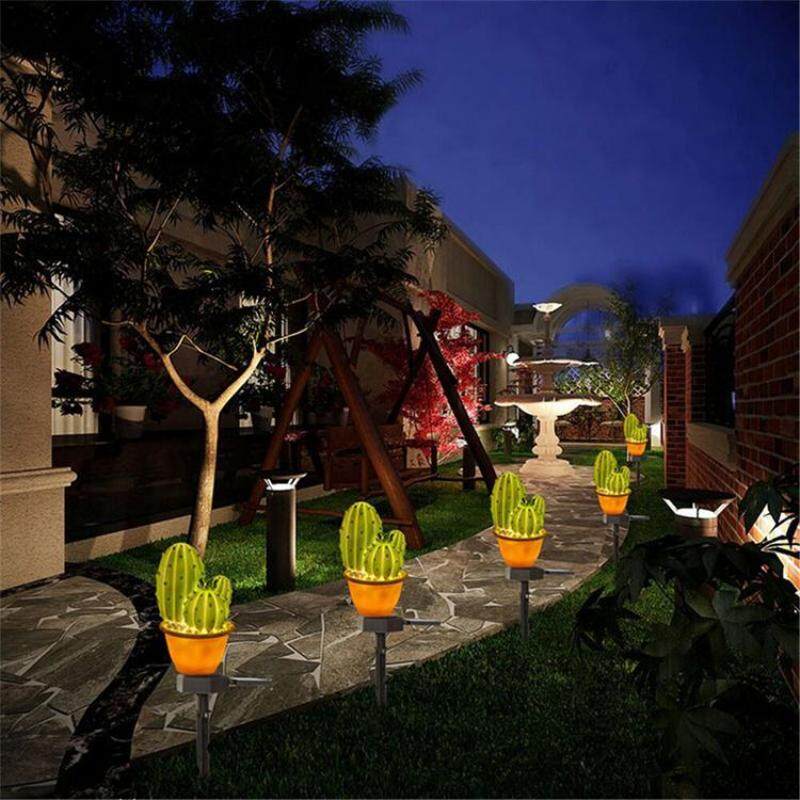 Đèn Pin Năng Lượng Mặt Trời Viugreum, Đèn Hình Xương Rồng, Chống Nước, Dùng Ngoài Trời, Dùng Cho Cảnh Quan Bãi Cỏ
