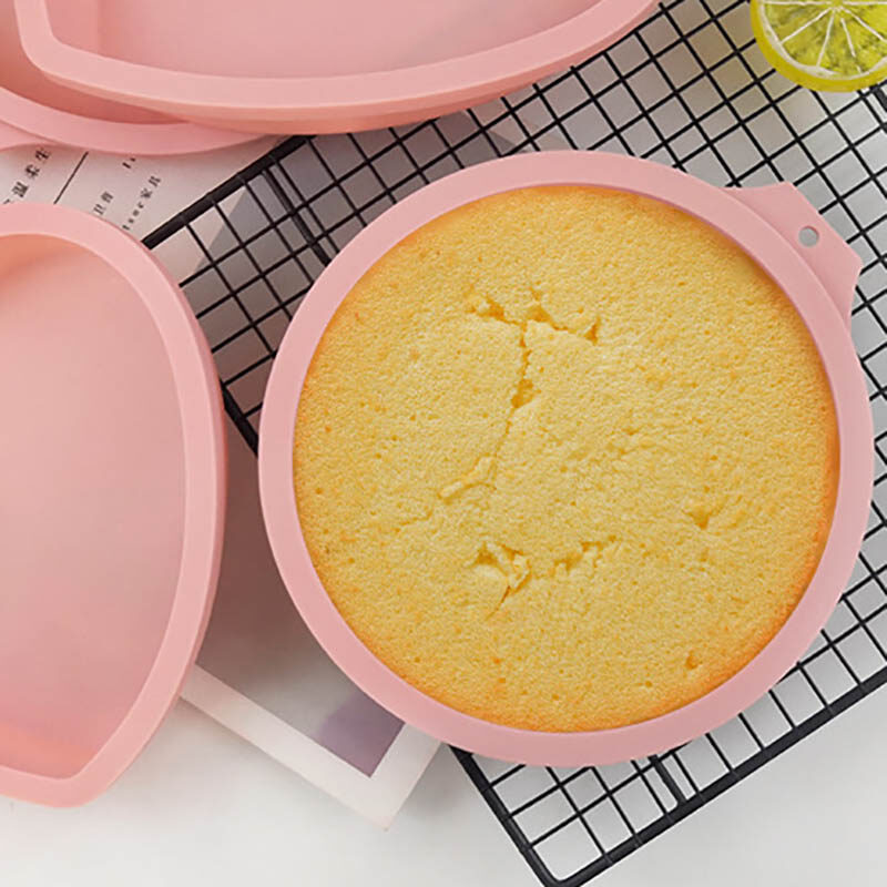 SHOOTHE 6/8 Inch Non-stick Rainbow Cake Mould DIY Bakeware Molds Ice Trays Baking Pan Tools Multi Purpose Platinum Silica Gel Round/Heart Shape 1Pcs