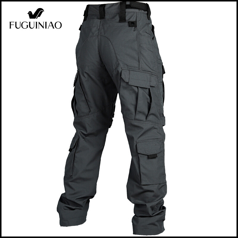 FUGUINIAO Tactical Pants Men Multi-Pocket Outdoor Cargo Pants Military Combat Trousers Men's Wear-Resistant Hiking Work Trousers Male