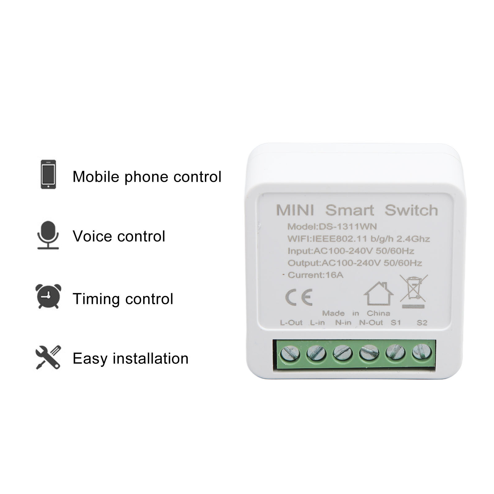 Smart WiFi Switch Module Sharable AC100‑240V Mini Smart WiFi Switch for Home