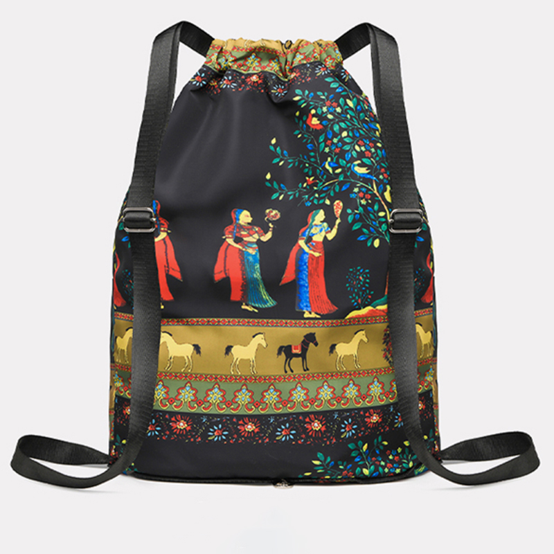 【QNAIT】Drawstring Foldable Large Capacity Dry Wet Separation Travel Sports Backpack Exotic Drawstring Gym Bag Backpack Bag