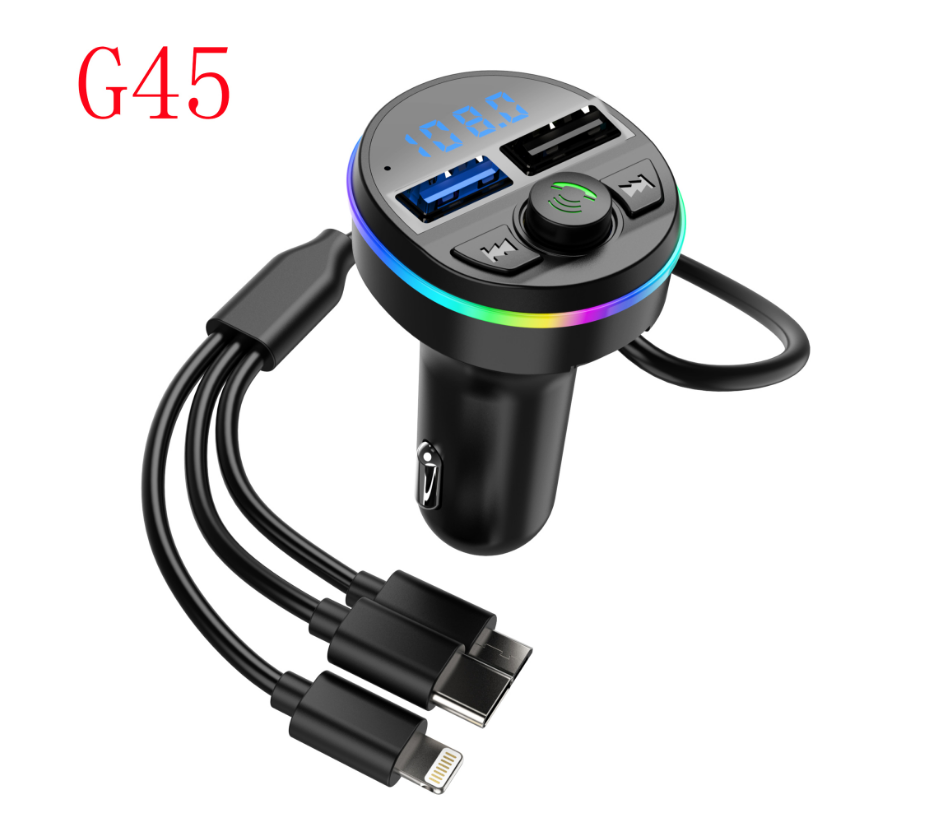 Kebidumei Car Charger PD Fast Charging Cable 1 In 3 C-iga-rette Lighter USB Blue Tooth Car Charger Conversion Plug Car Charging