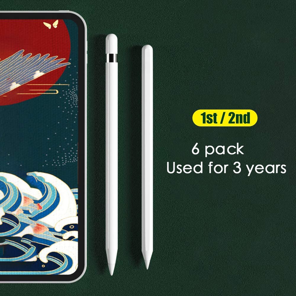Pencil Tips For Suitable For Apple Pencil 1St / 2Nd Logitech Crayon, 2B Soft Double-Layered Ipad Pencil Tip, White & Black Stylus Nib