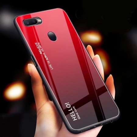 สำหรับ OPPO A7 กรณี Gradient ที่มีสีสันกระจกเทมเปอร์ Hard ฝาหลังเคสโทรศัพท์สำหรับ OPPO A7 กันกระแทก