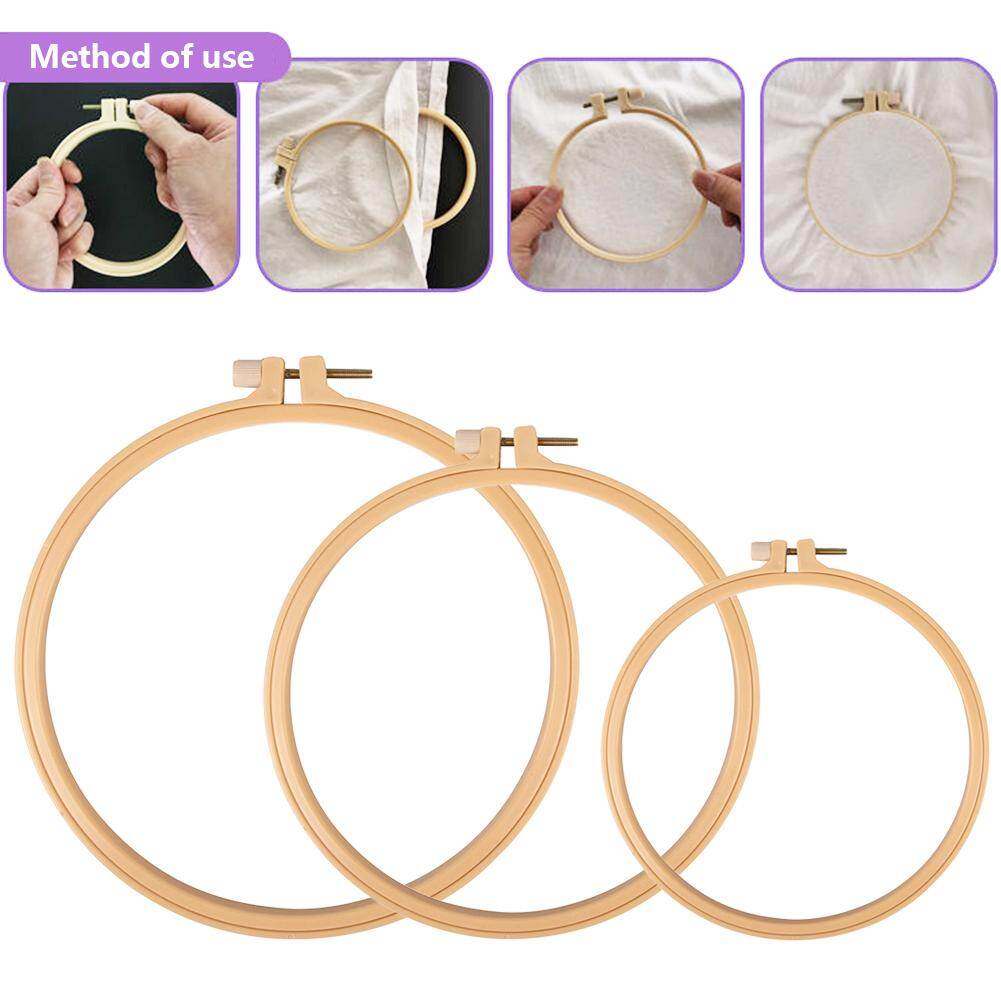 Hittime 5/6/8Inch Embroidery Cross Stitch Hoop Frame Ring Plastic Hoop Round Needlecraft Sewing Tools （Without Embroidery Material）