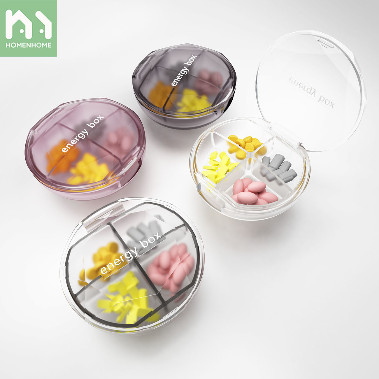 Homenhome Mini Candy Box Portable Pill Box case with Partition Small Size Carry-on Items Box