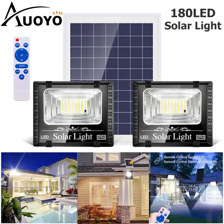 Auoyo 180 Led Solar Lights Separate 2 Outdoor Lighting Panel Remote Control Cob Wall Light Auoyo 180 Led Solar Lights Separate 2, Outdoor Front Light