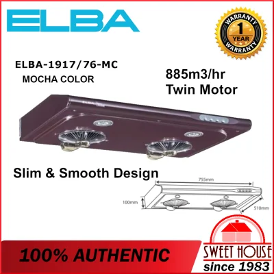 (Factory Direct) ELBA ESH-J7695 900m3/hr TWIN MOTORS SLIM COOKER HOOD OR 1917/76MC 1917/76 MC