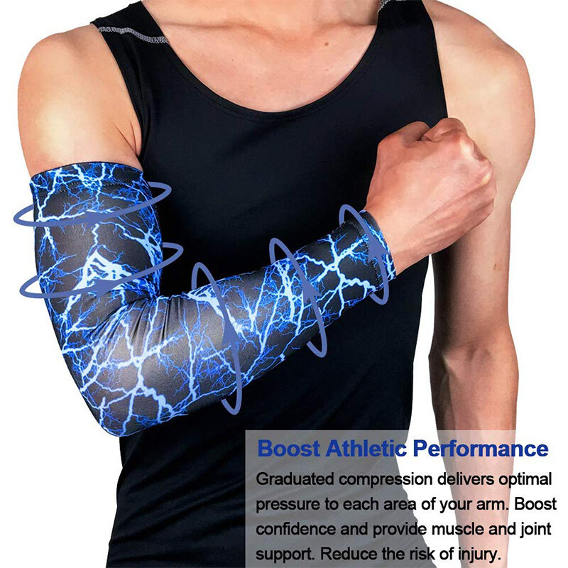 beister 1 Pair Athletic Sports Compression Arm Elbow Sleeves for Women Men Cycling Outdoors Sun UV Protection Cooling Arm Cover for Basketball Tattoo Cover Running