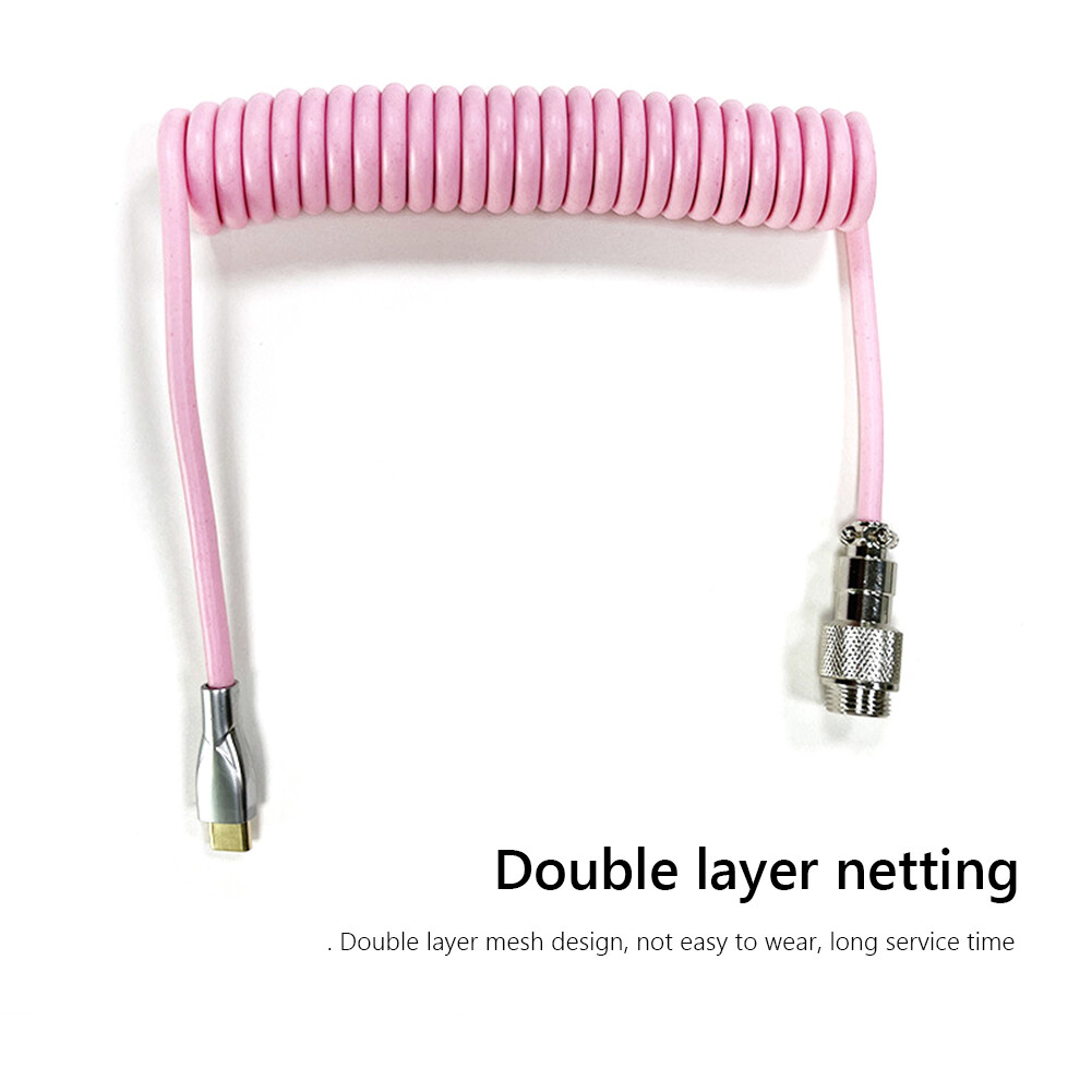 Mechanical Keyboard Aviator Cable Coiled Type-C USB Aviation Connector Spring Wire Desktop Computer Decoration Charging Cord Kit Accessory