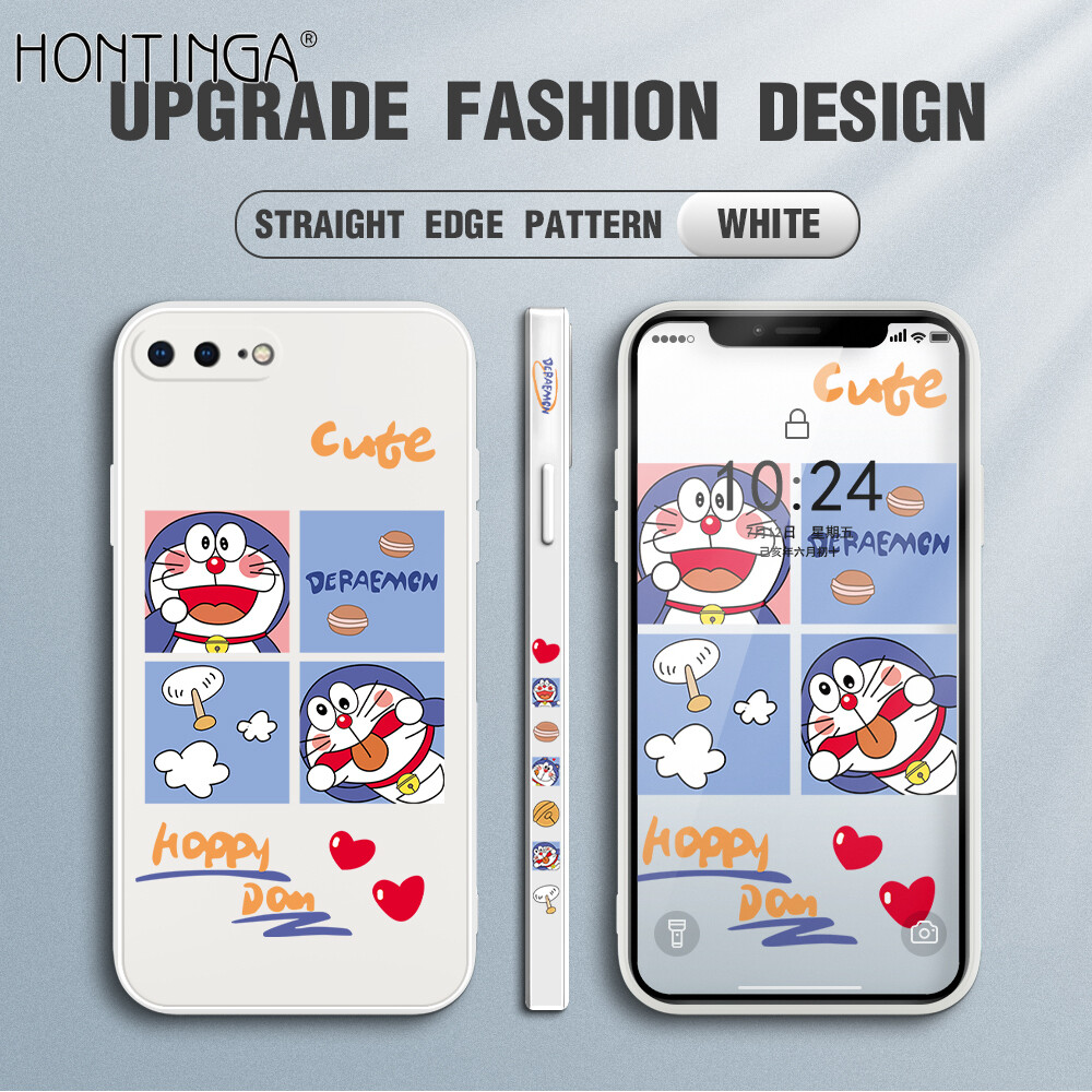 Hontinga vỏ trường hợp ốp cho iphone 6 6s 7 8 plus se 2020 ốp hình vuông hoạt hình doraemon chính hãng dạng lỏng họa tiết cạnh bằng silicon mềm ốp bảo vệ toàn bộ camera ốp lưng ốp điện thoại, ốp mềm cho bé gái