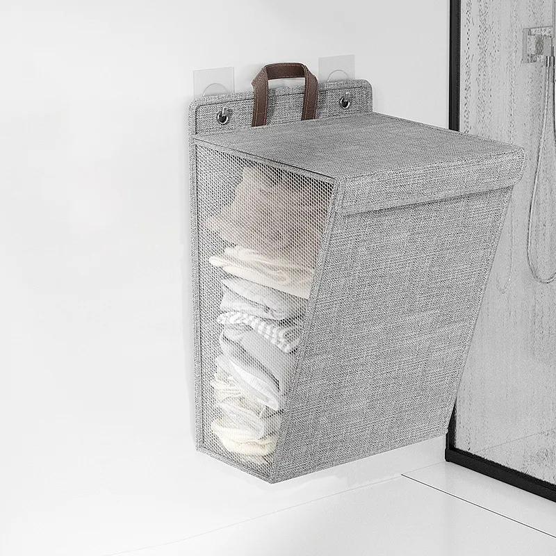 YESPERY Large Capacity Wall Hanging Laundry Basket with Lid Space-saving Waterproof Folding Dirty Clothes Basket Toys Storage Bag