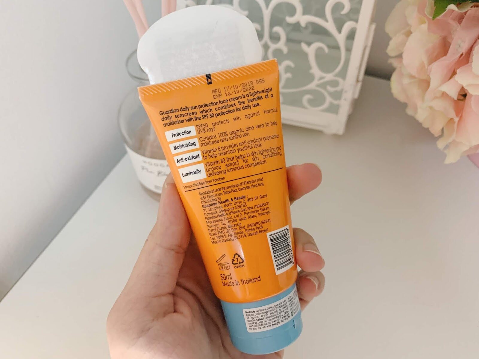 guardian daily sun face cream spf50