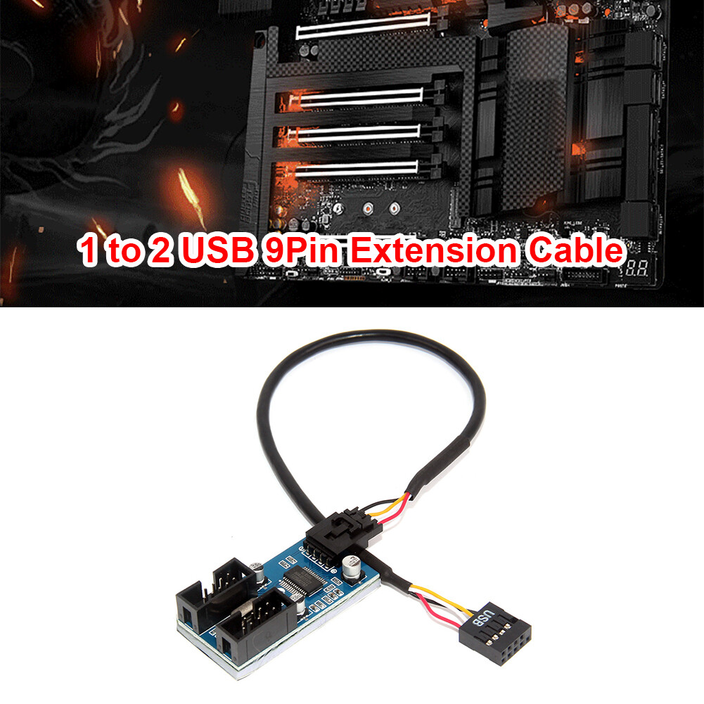 Motherboard 1 to 2/4 USB 9 Pin Header Extension Splitter Cable USB2.0 HUB Connectors Adapter