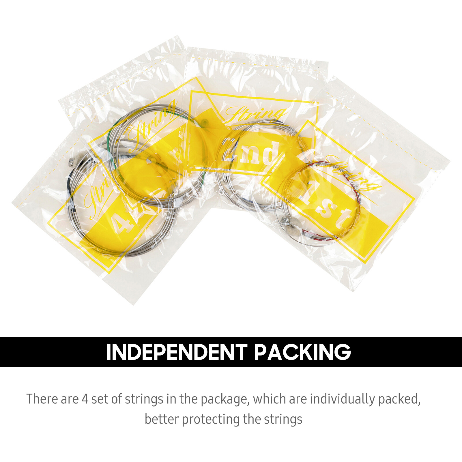 BD102 4-string Double Bass String Set Steel-Nickel Winding String Rust-resistant Durable String for Double Bass (4 Pcs)