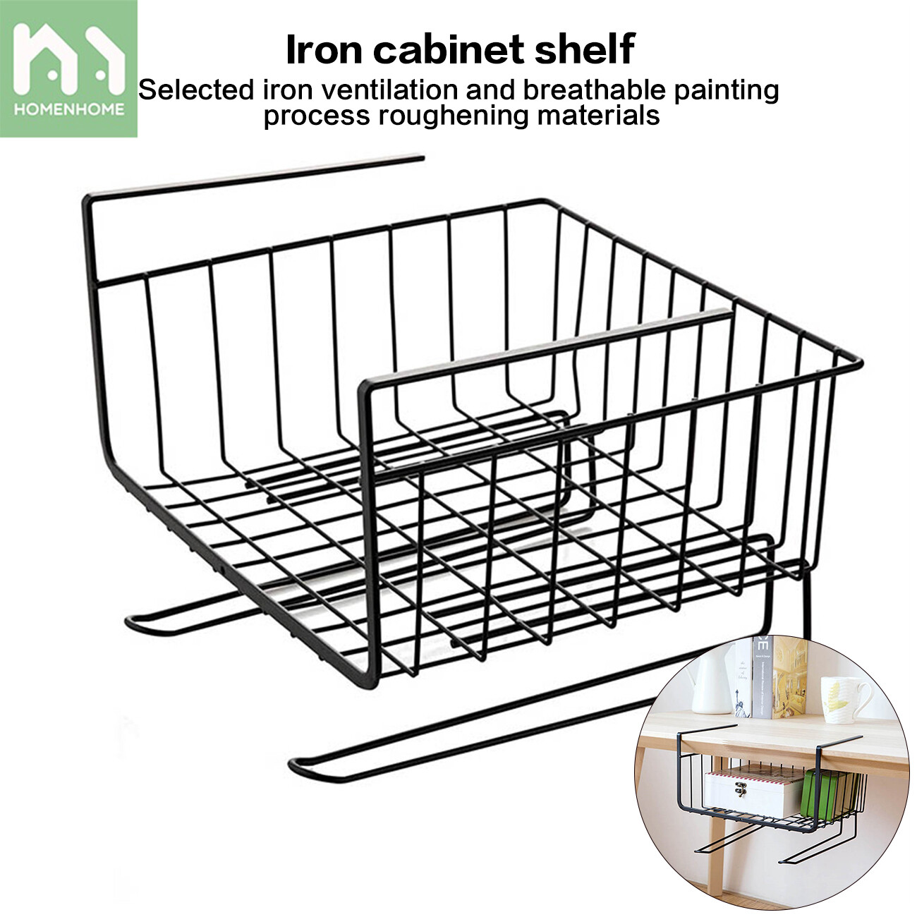 Homenhome Kitchen storage basket roll paper rack iron cabinet large capacity onion ginger garlic storage rack