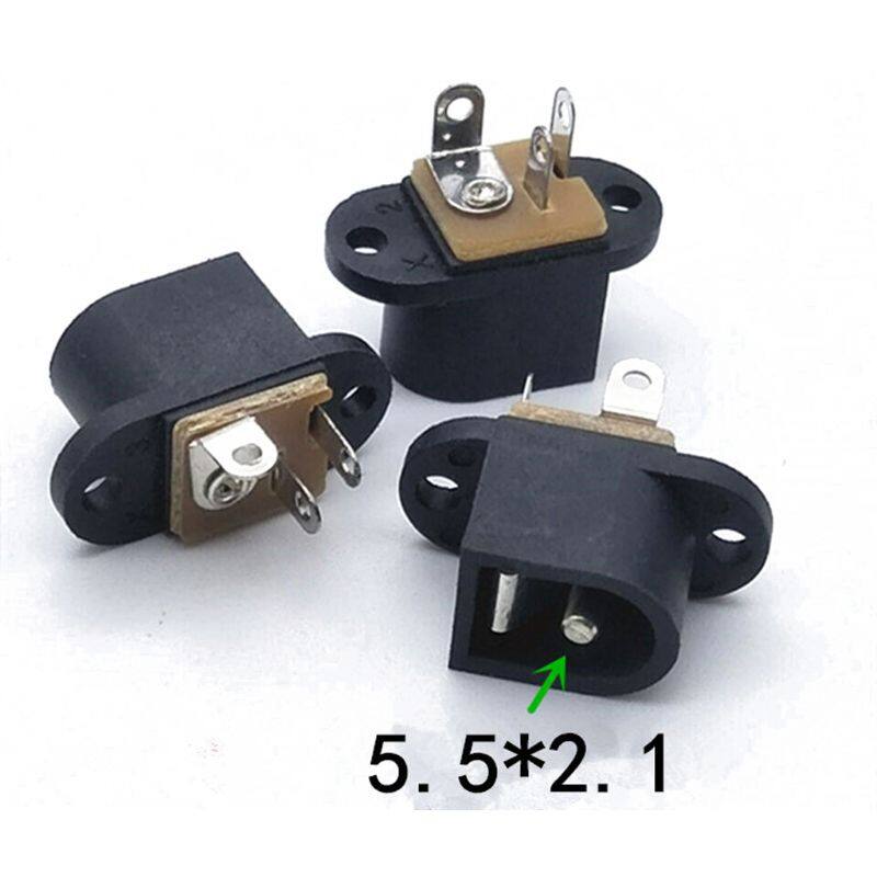 10pairs/set DC Power Connector Pin Female Male Jack Socket Plug Adapter 2/3Pins PCB Panel Mount Connector 5.5 x 2.1mm