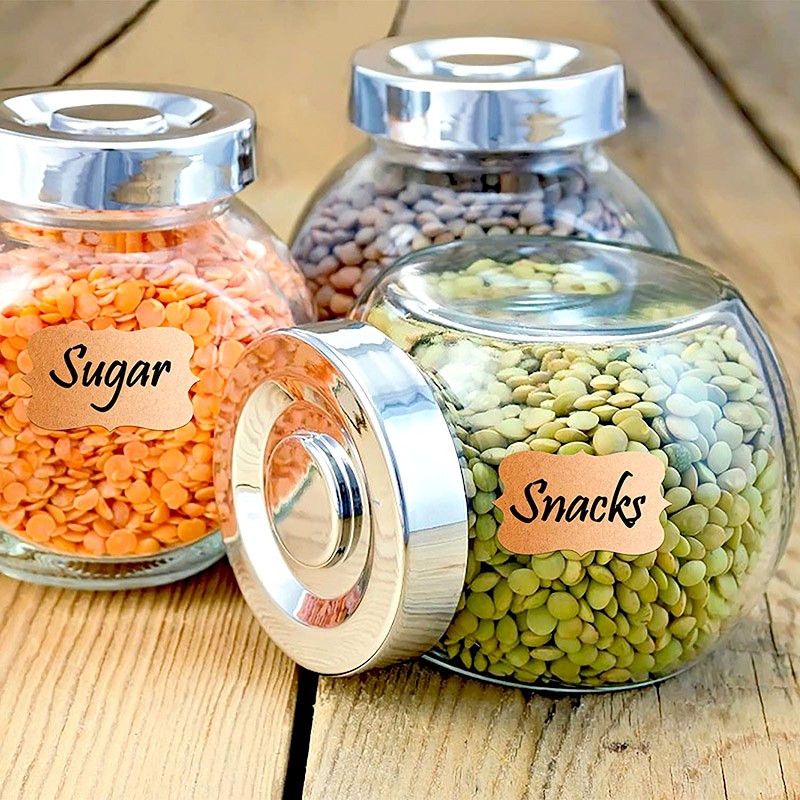 300Pcs/Roll Office Kraft Paper Stickers Food Jar For Classification Label Packaging Baking