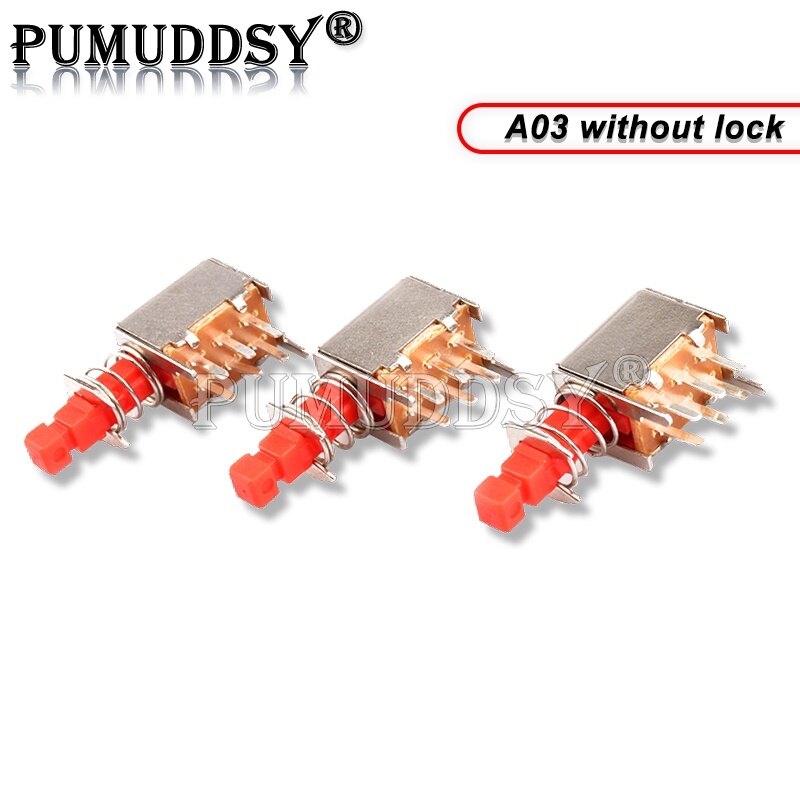 10 cái trực tiếp công tắc phím bấm PS-22F03 A03 tự khóa/mở khóa công tắc bấm dạng đẩy dpdt lưỡng cực 6pin tự khóa nguồn điện chính chuyển đổi