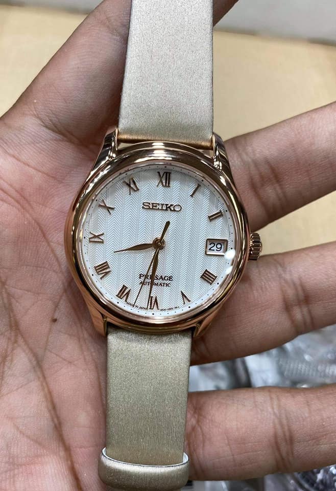 Seiko Presage SRPF50J1 Japanese Zen Garden Sakura Automatic Sapphire Glass  White Dial Beige Leather Strap Ladies Watch SRRY048 | Lazada