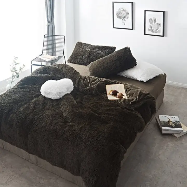 4pcs Set Winter Warm Plush Bedding Sets Luxury Long Hair Gy Faux Fur Duvet Cover Double Queen King Size Bed Lazada Ph - Plush Bedding Sheets 4pcs Set Winter Warm Plush Bedding Sets Luxury Long Hair Gy Faux Fur Duvet Cover Double Queen King Size Bed Lazada Ph - Plush Bedding Sheets