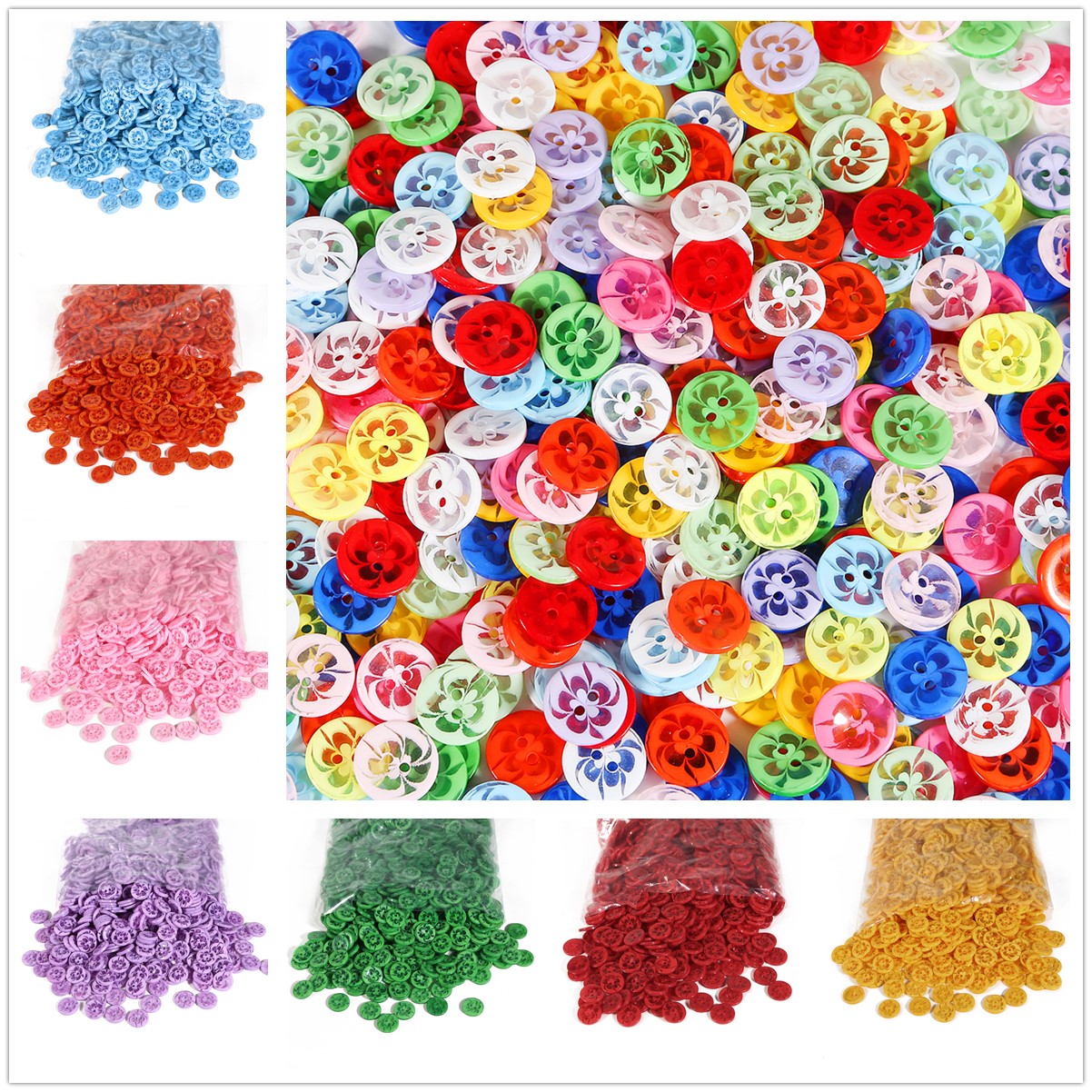 100 Cái Nút Nhựa Hình Hoa Hỗn Hợp Trong Suốt 14Mm, Cho Bốt Áo Khoác Nút Trang Trí Phụ Kiện May Quần Áo