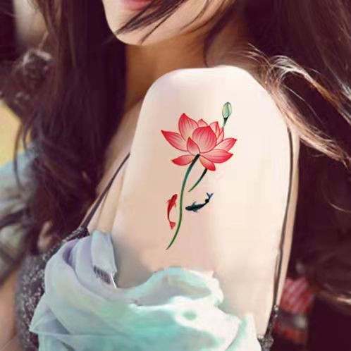 Tattoo stickers lotus waterproof and sweatproof men and women cover scar chest arm