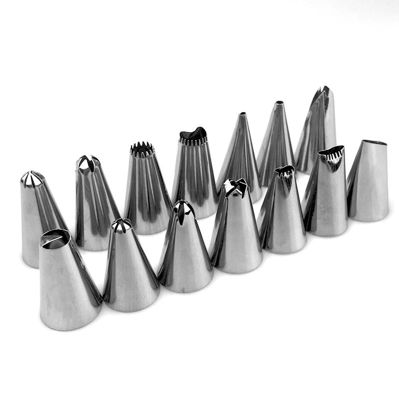 16Pcs/Set Cake Decorating Tools 14 Stainless Steel Nozzle + Silicone Pastry Bag DIY Tips Set Kitchen Accessories Pastry Tools